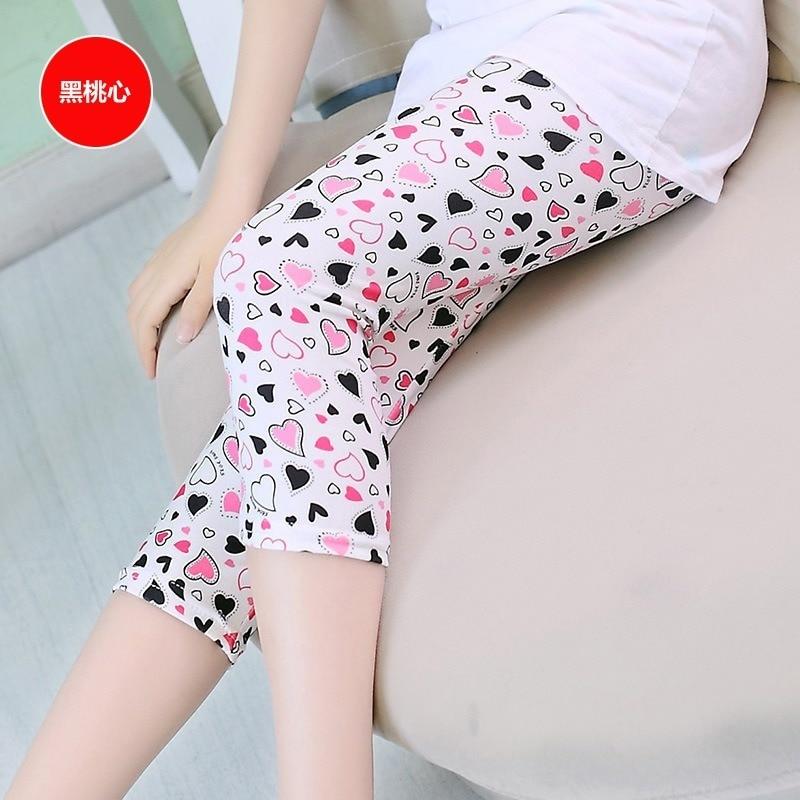Topzeros Meisjes Leggings Zomer Kinderen Skinny Broek Elastische Zijde Ademend Casual Potlood Broek Bloemenprint Kinderen Leggings Meisjes Capri's 110