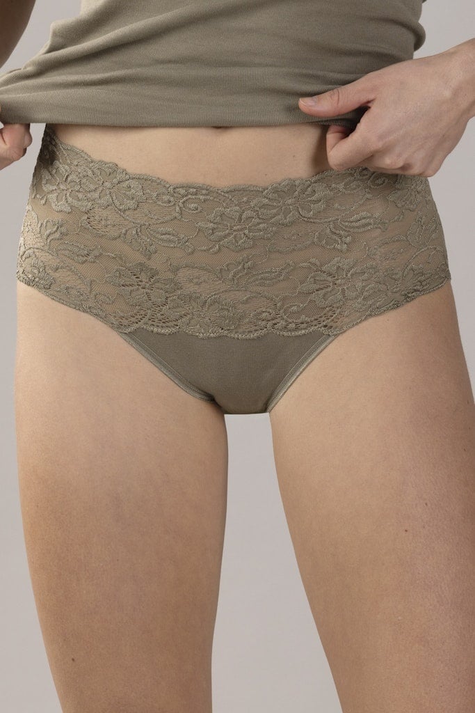 Nina von C dames taille slip kant - Biologisch katoen - Katoenen kanten dames onderbroek - ondergoed