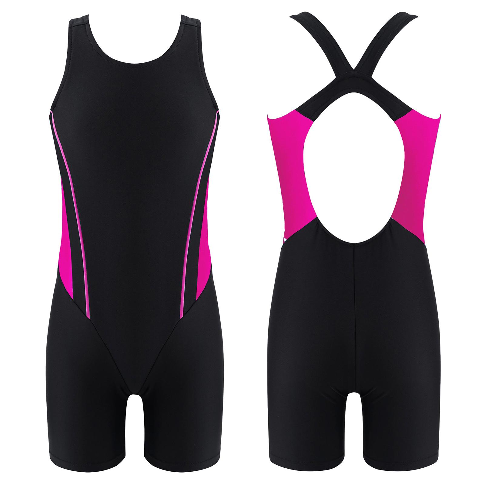 ZDHoor Kinderen Meisjes Eendelig Mouwloos Ronde Hals Shorty Wetsuit Badpak Badmode Badpak 9-10 Years