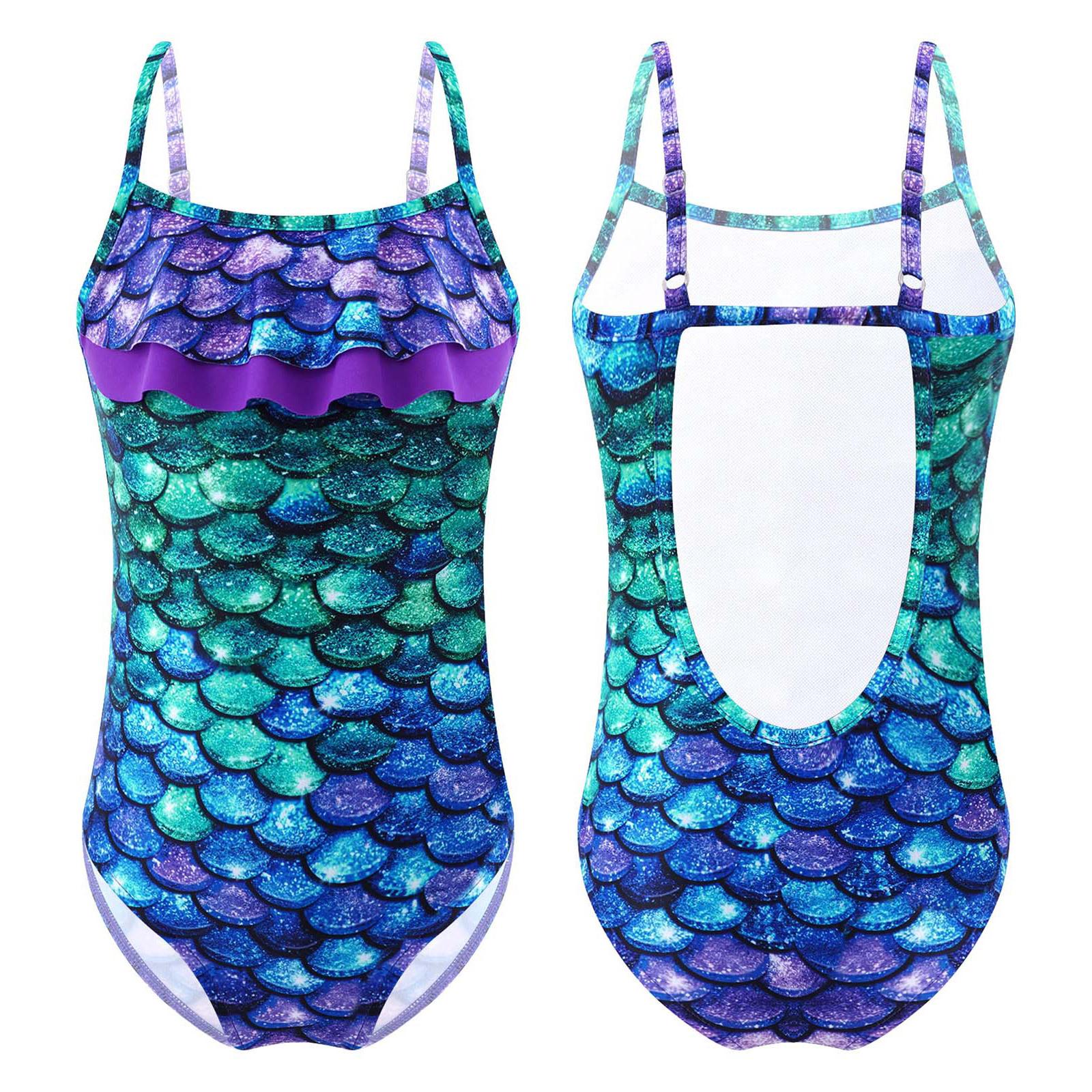 Manyakai Kinderen Meisjes Badpak Eendelig Surfling Badmode Bedrukte Badpakken Patroon Zwemmen Badpak Gymnastiek Leotard 11-12 Years