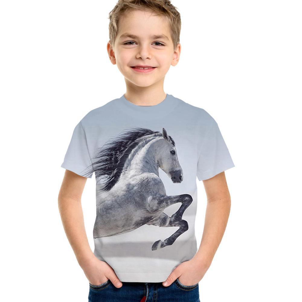 ETST WENDY 09 Kinderkleding Meisje Paard T-shirt 19 Kleuren Junior Jongenskleding 3d T-shirt Voor Jongen Kind T-shirt Kinderen 9 Tot 12 Jaar Koreaans 110