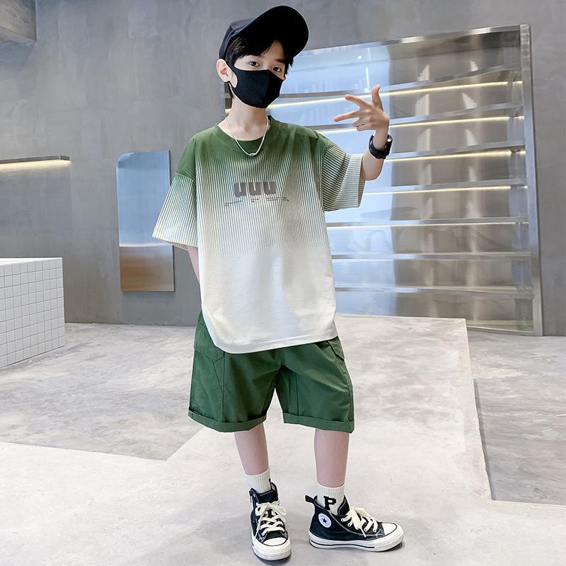 VantaGoods Jongens 2023 Zomer T-shirt met korte mouwen: Trendy All-Match Stijl voor Middelgrote en Grote Kinderen 170 groen