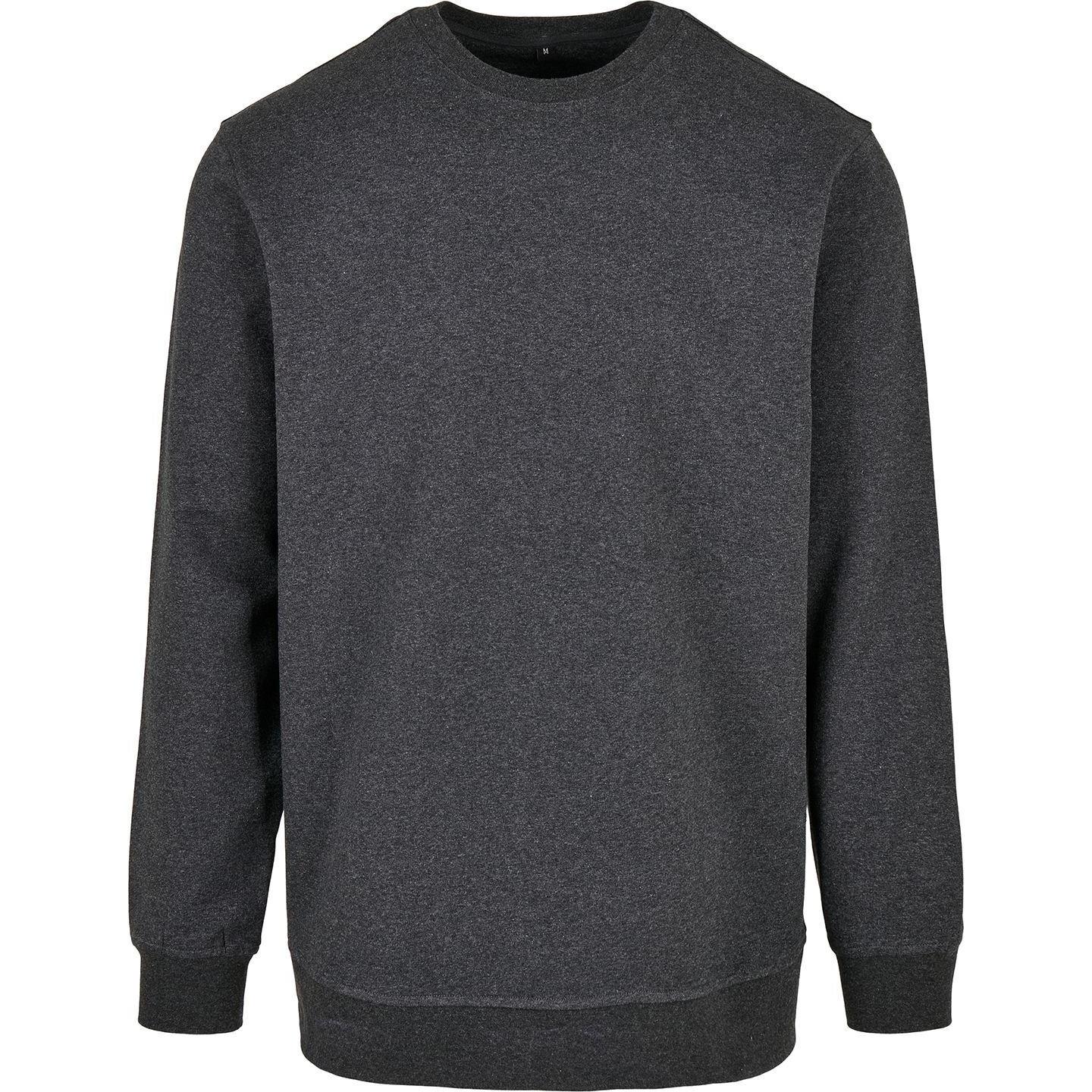 Build Your Brand Basic herensweatshirt met ronde hals XS houtskool