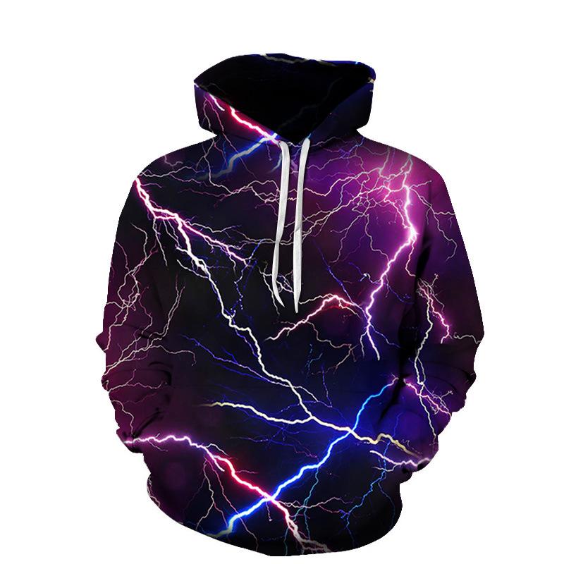 ETST WENDY 05 Mode 3D Hoodies Regenboog Bliksemprint Los Sweatshirt met capuchon Casual truien M