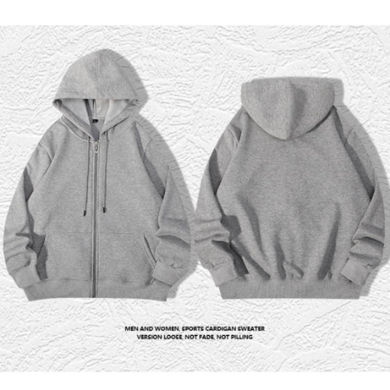 LOVE YOURSELF PLEASE M-7XL Herfst en winter pluche heren casual mode sport rits hoodie groot formaat fleece sweatshirts met capuchon warme jas 7XL heide grijze kleur