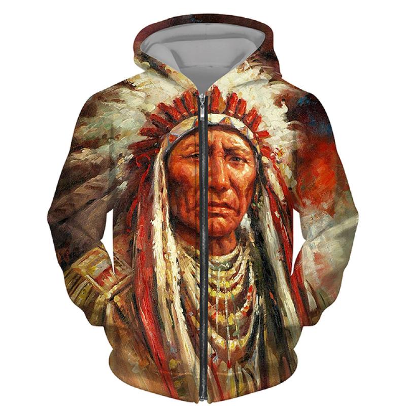 Xiao Xiang Vintage Heren T-shirt Lange Mouw Wolf 3D Print Zip Hoodie Mode Jas Mannelijke Casual Sport Oversized Herenkleding Sweatshirt 5XL