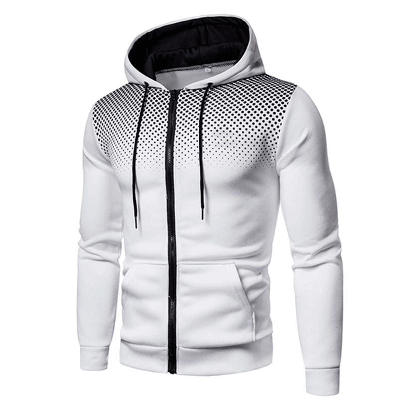 Garden1 Heren Zip Up Hoody Effen Hoodie Rits Sport Jumper Capuchon Jas Warme Jas 2XL wit