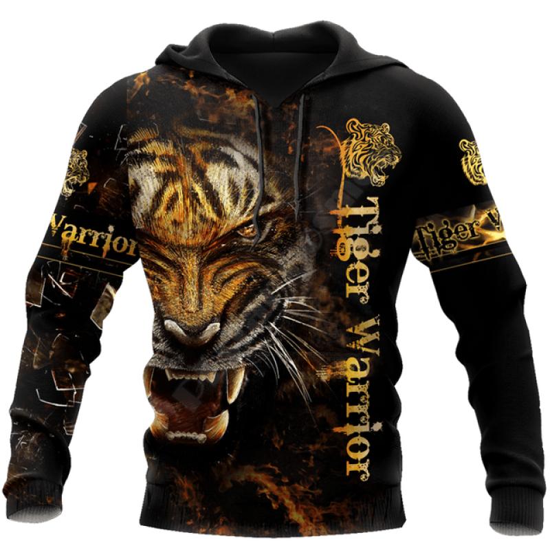 Nihao Merkmode Herfst Tijger herenhoodies Leeuwenhuid 3D all-over bedrukt herensweatshirt unisex zip-pullover casual jas M