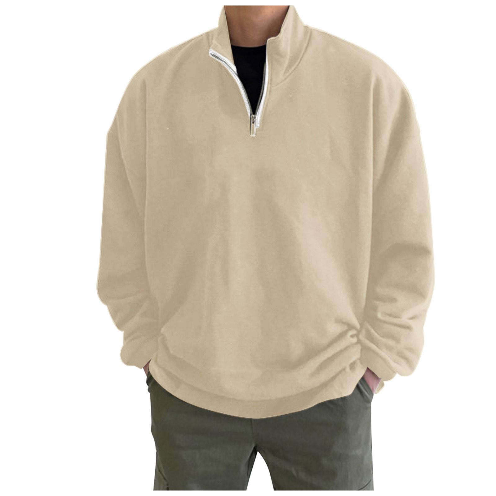 Ren Bag Heren Retro Hoodie met lange mouwen en capuchon Sweatshirt Tops Jasje Uitloper M kaki