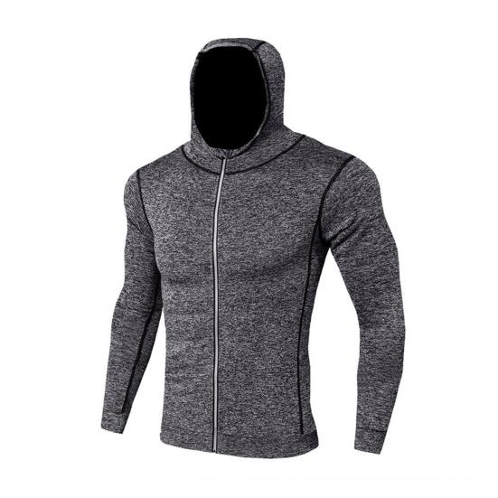 Yunzhu Heren Sportjas Capuchon Ritssluiting Vest Lange mouw Effen Kleur Sneldrogend Zacht Ademend Zweetabsorptie Slim Fit Gym Outdoor Joggen Hoodie XL grijs