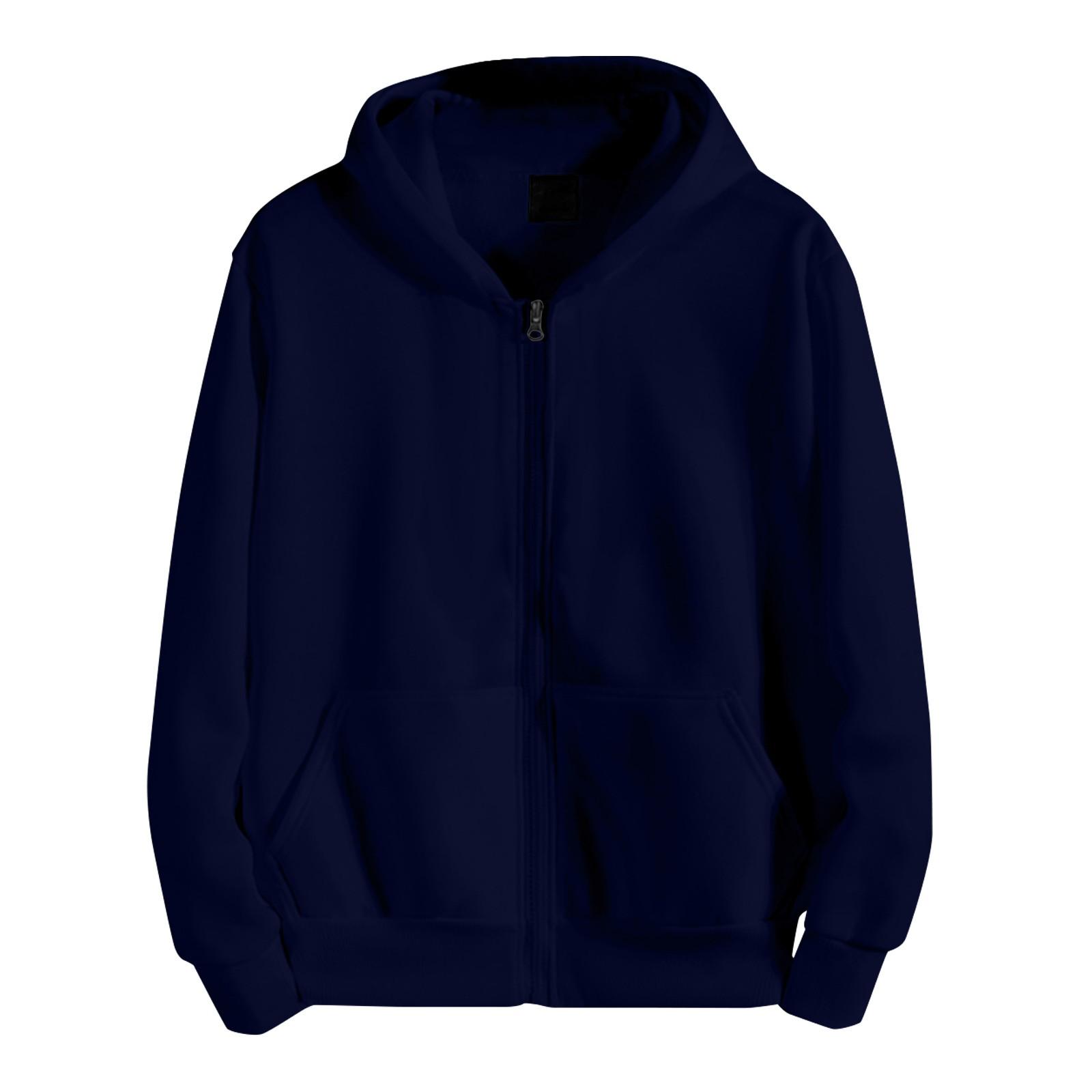 Hong  Art Herfst- en wintervest met rits en capuchon Herenjack met lange mouwen Casual sport losse top L