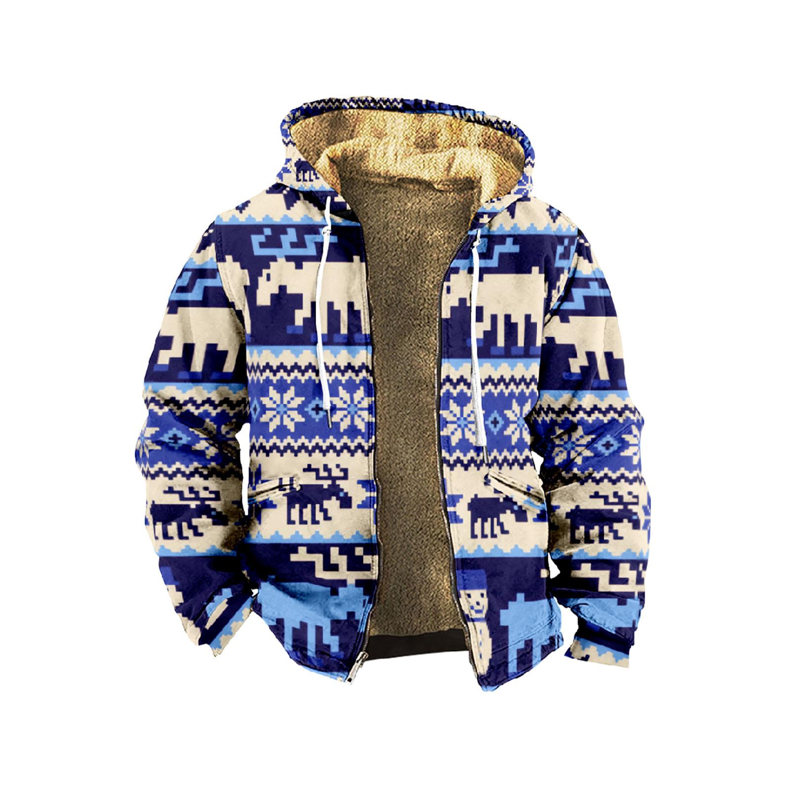 Niubiplus Heren Winter Bedrukt Fleece Jack Vest Ritsjack M