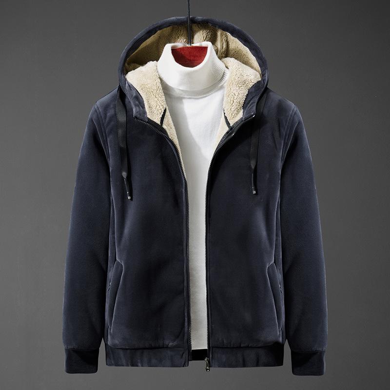 Trendsetter-mens clothing Warme fleece jassen Winter heren katoenen sweatshirts jassen met capuchon Man rits uitloper buitenjas 8XL grijs