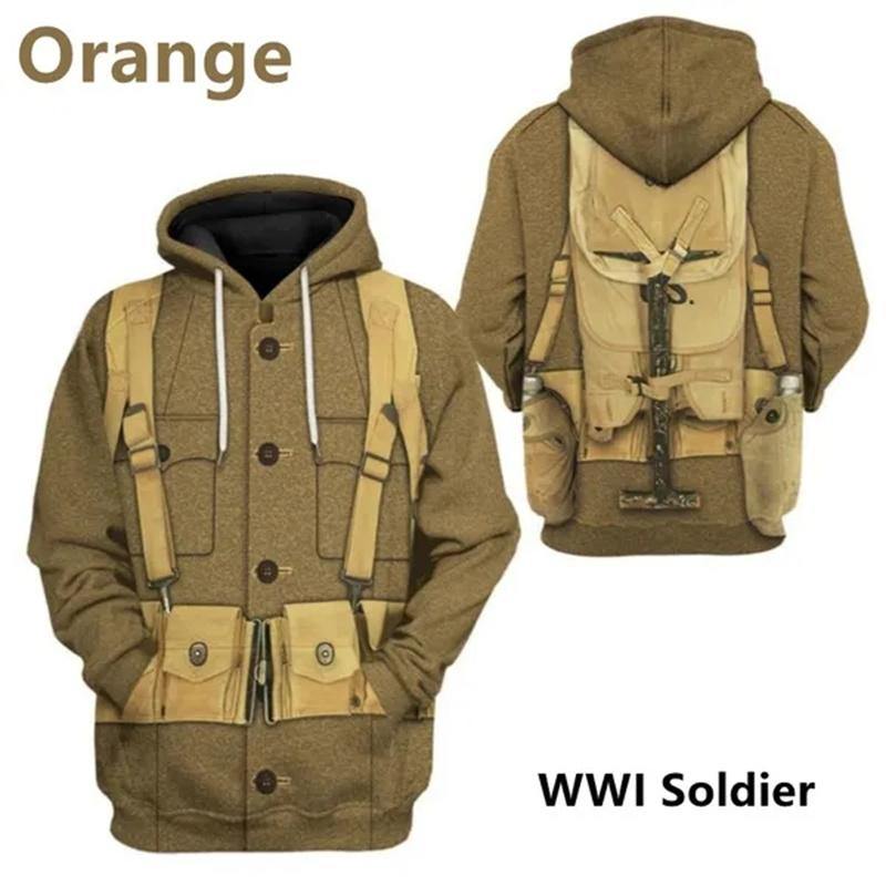 ETST 013 WW1 Duitse Soldaat Uniform Pullover Hoodies Cosplay Kleding Hoody Heren 3D Britse Vlag Print Sweatshirts UK Nationaal Embleem Tops 4XL