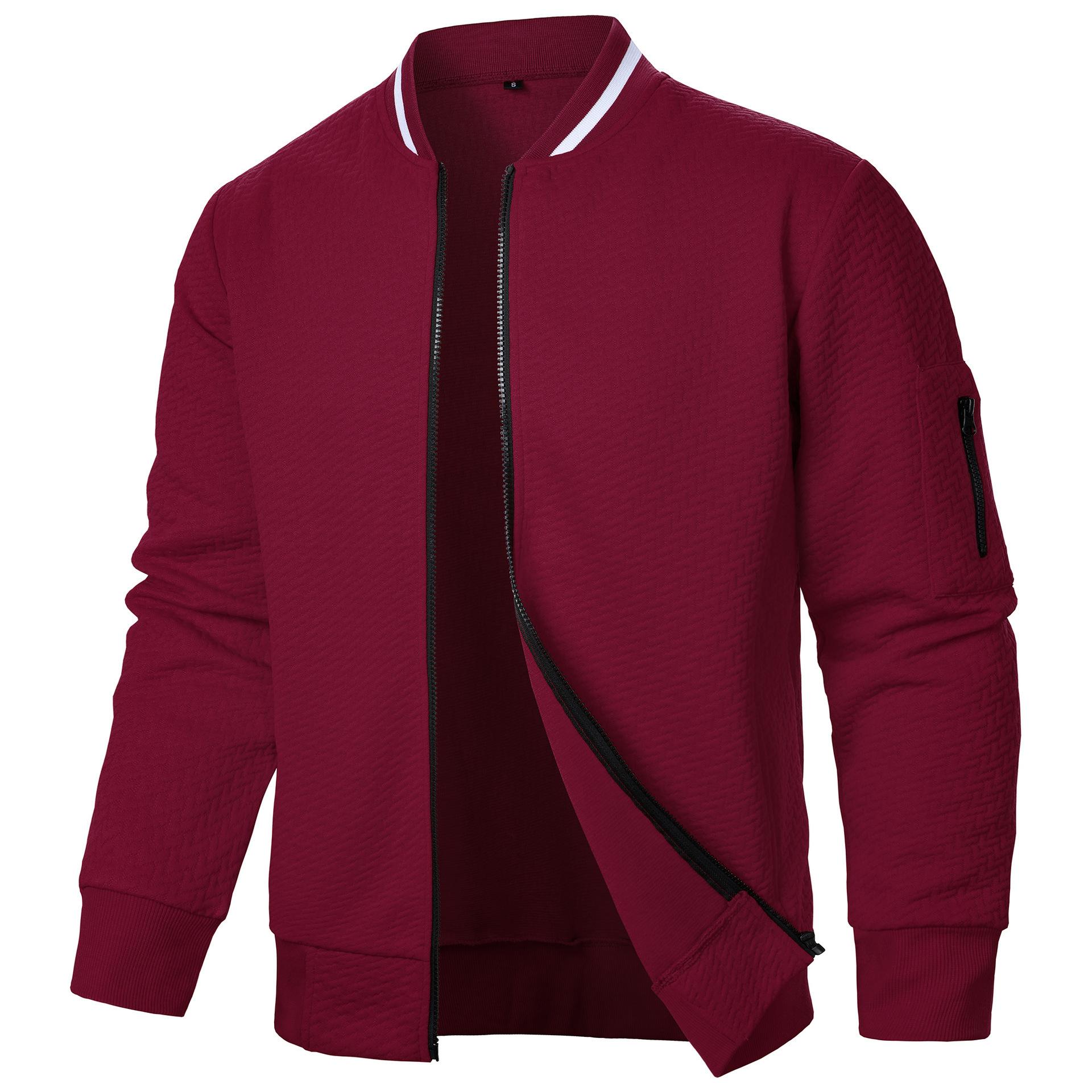 King Billion Heren Zip Stand Collar Sweatshirt Jack Heren Casual Jacquard Cardigan Sweatshirts Baseballjacks Herenkleding XXL wijn