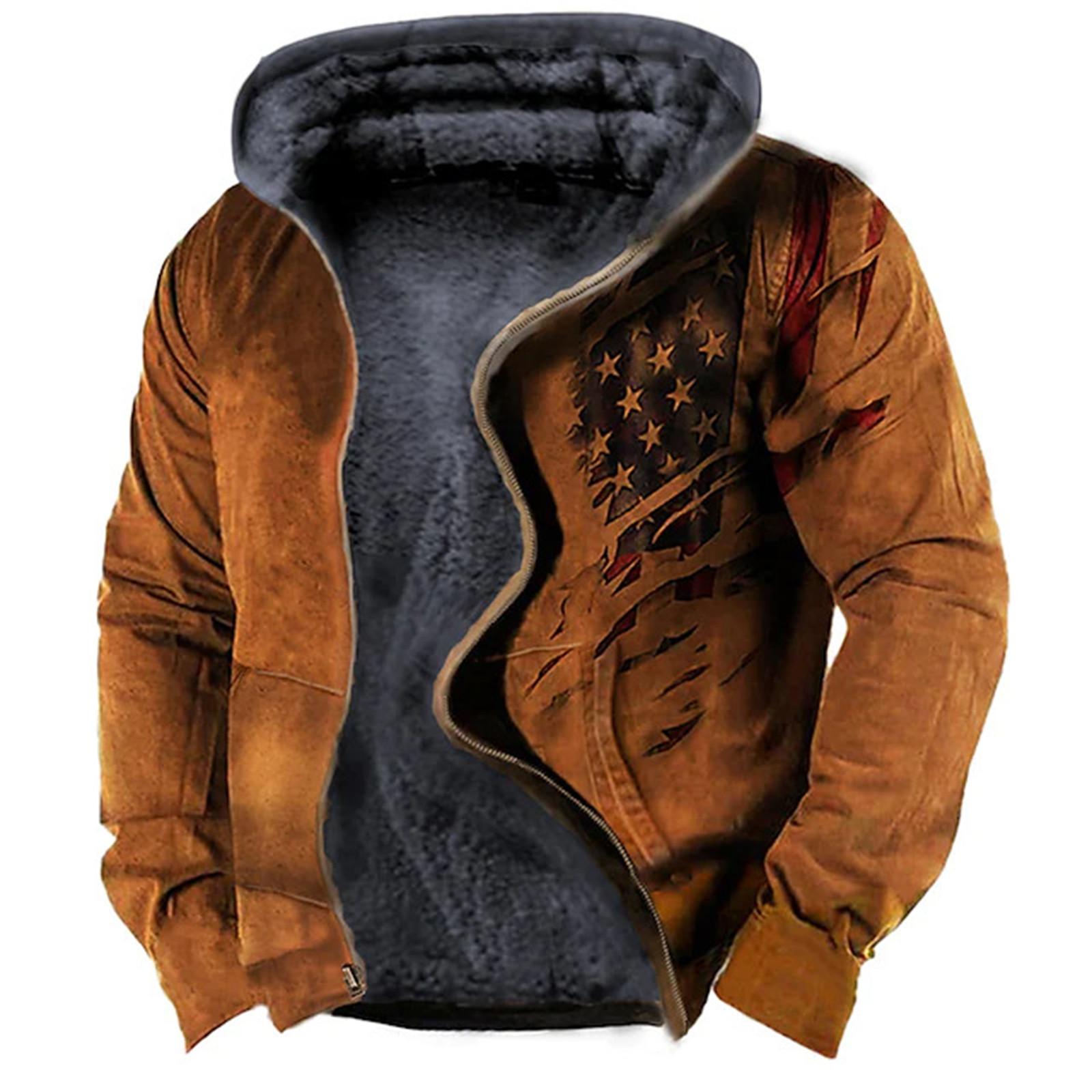 Hong  Art Casual camouflagesportsweatshirt voor heren, jas met lange mouwen en rits en capuchon XXL bruin