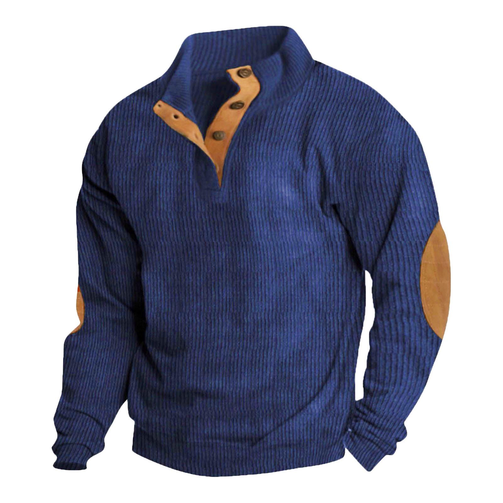 Mirbse Lente en herfst Europese maat heren outdoor casual opstaande kraag met lange mouwen trui XL blauw