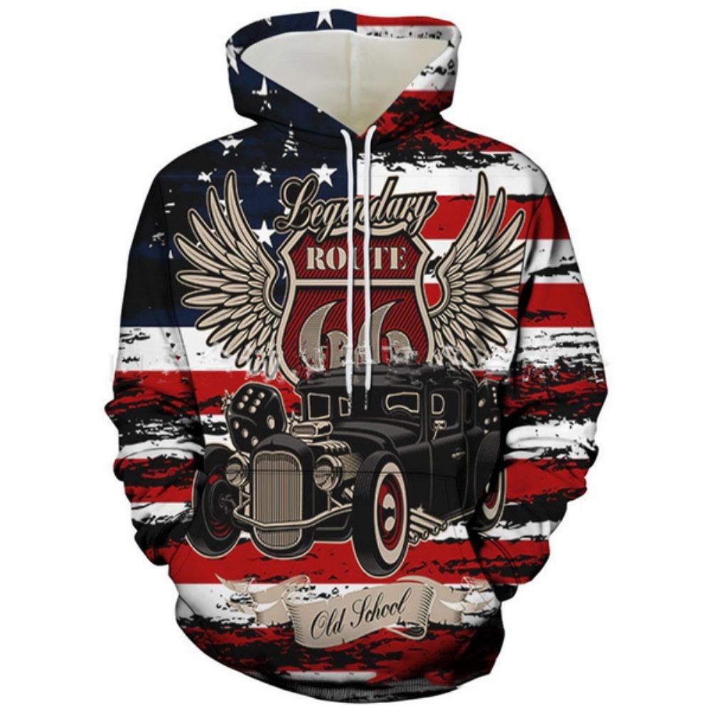 ETST 011 Hot Style Heren Hoodie USA Vlag Print Cool Eagle Print Hooded Sweatshirt Trendy Persoonlijkheid Hoodie Heren Lange Mouwen Casual Tops XL