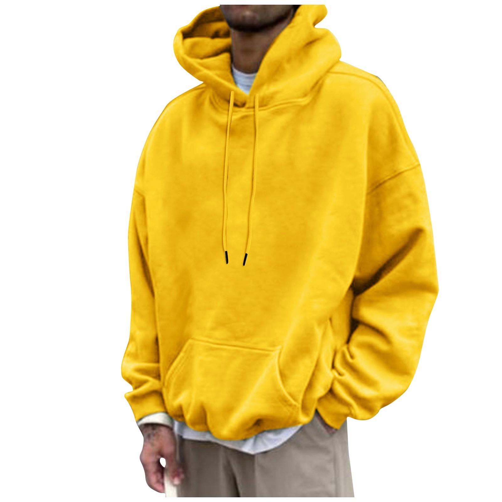 Ren Bag Los casual sweatshirt met capuchon voor heren Effen los casual sweatshirt voor heren XXXL geel
