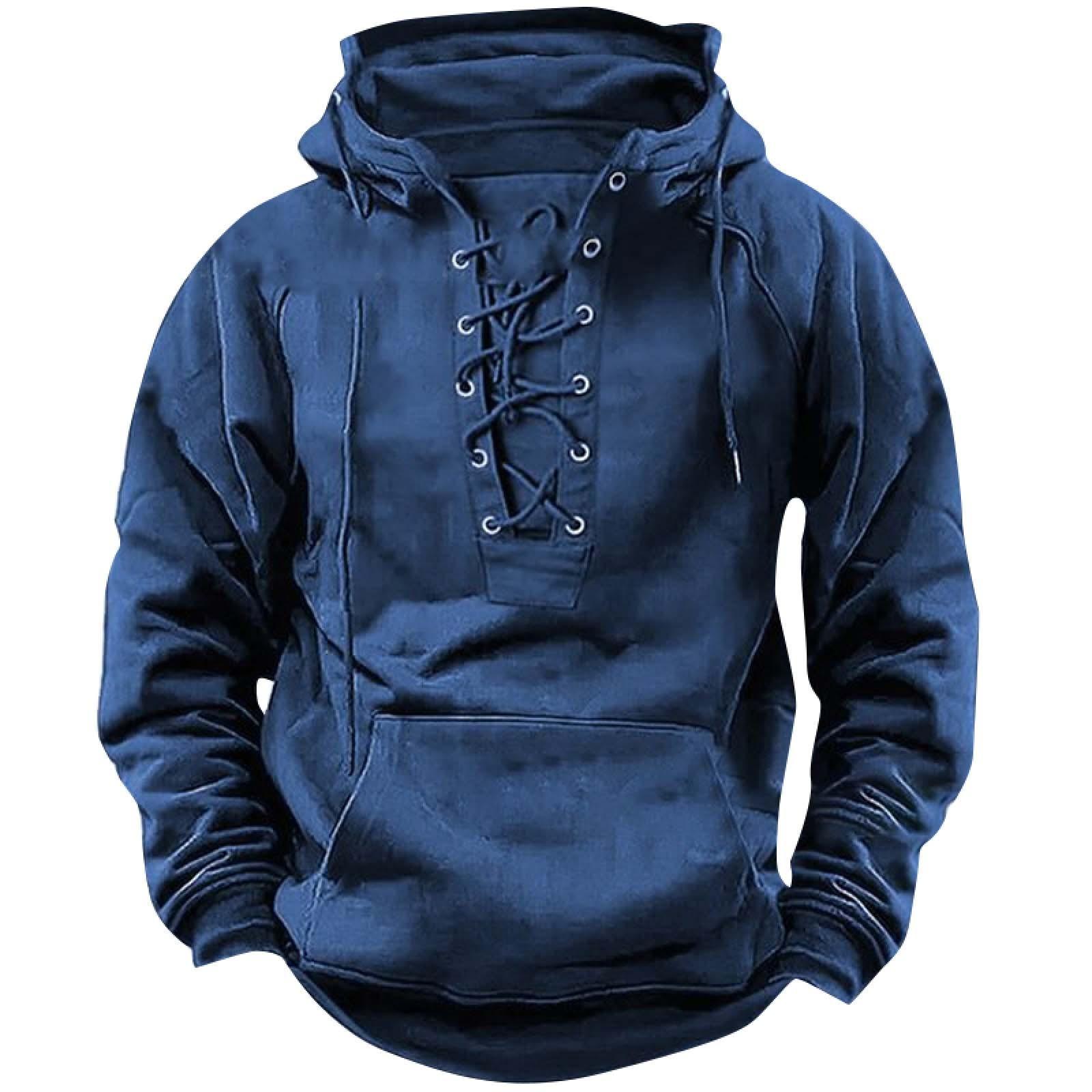 Zhengfuzhihai Effen kleur herensweater met capuchon, Europese en Amerikaanse jeugdsport leren trui met meerdere zakken en patch XL