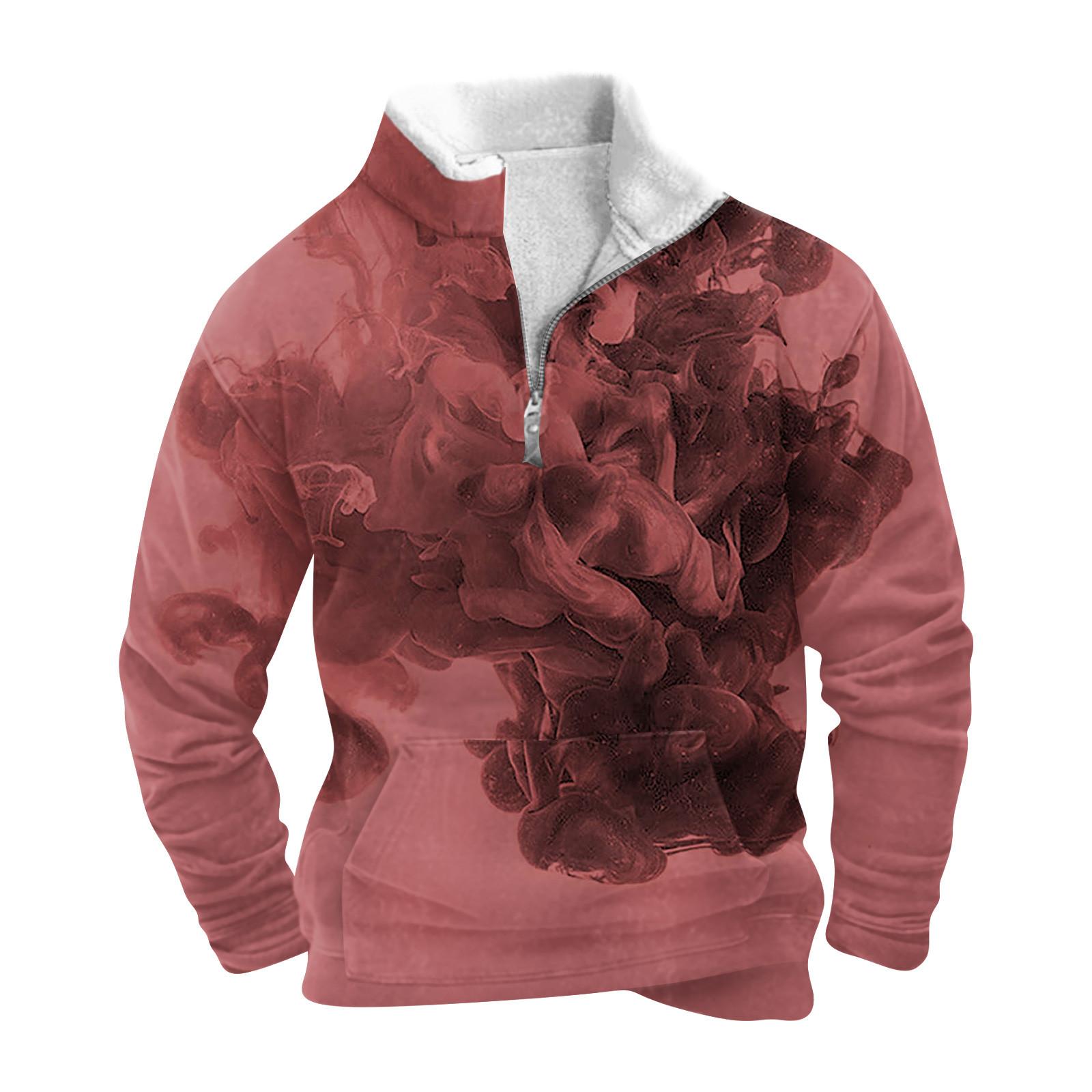 Sinking fish Lente en herfst herensweatshirt met staande kraag is outdoor casual truien tops XL wijn