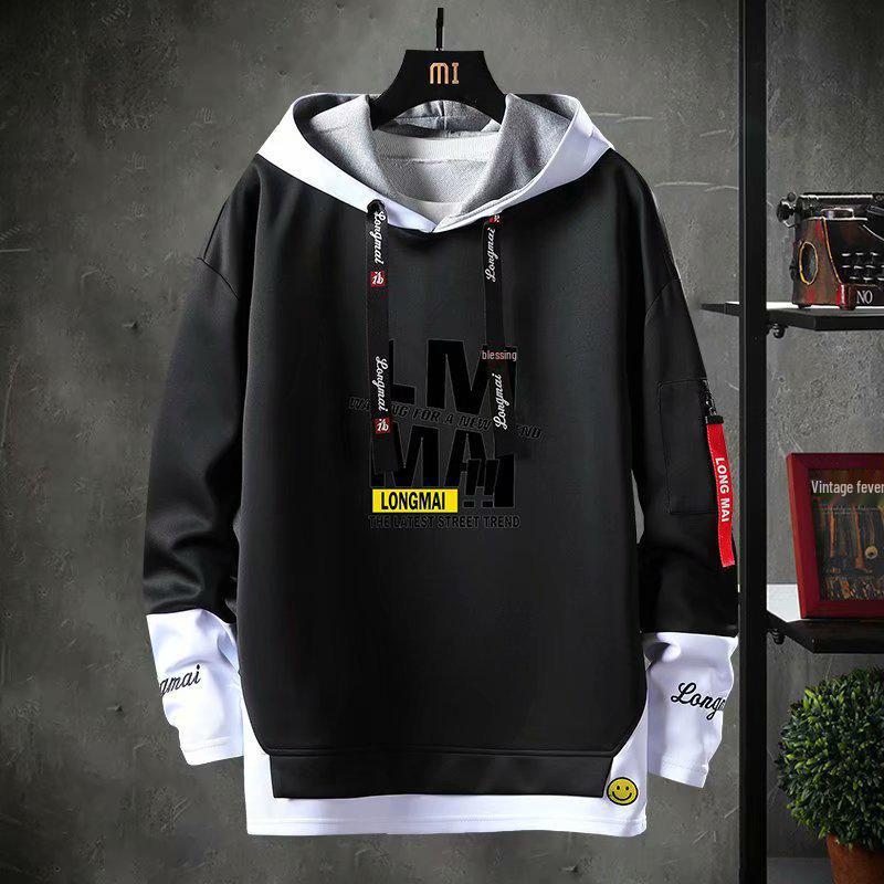 VantaGoods Heren effen capuchontrui - Street Fashion, lange mouwen, Koreaanse stijl voor de jeugd voor lente, herfst en winter L
