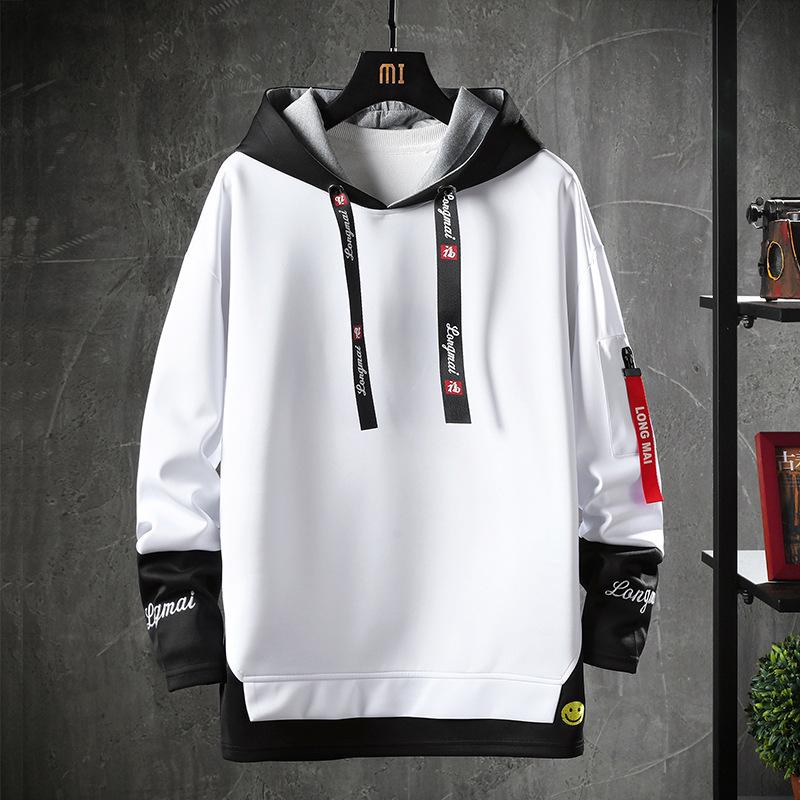 VantaGoods Heren effen capuchontrui - Street Fashion, lange mouwen, Koreaanse stijl voor de jeugd voor lente, herfst en winter M