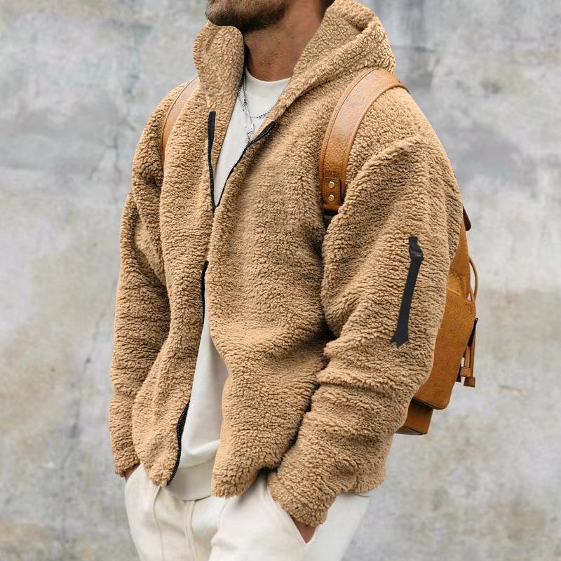 VantaGoods Heren herfst/winter dubbelzijdig fleece capuchonjack Double Extra Large kaki