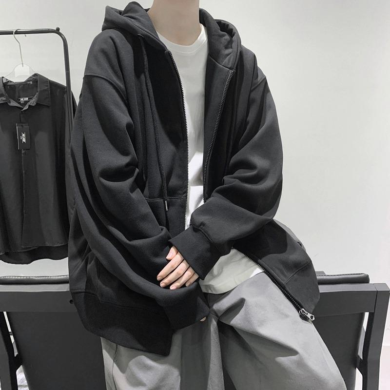 VantaGoods Retro Casual Hooded Cardigan voor heren – Lente/Herfst High Street Fashion Sweatshirt 5XL zwart