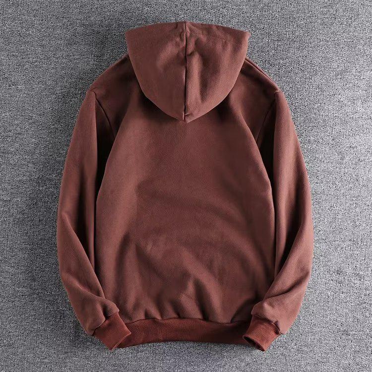 VantaGoods Heren Retro Heavy Cotton Half-Zip Hooded Sweatshirt met Opstaande Kraag en Zak 2XL donkerbruine kleur