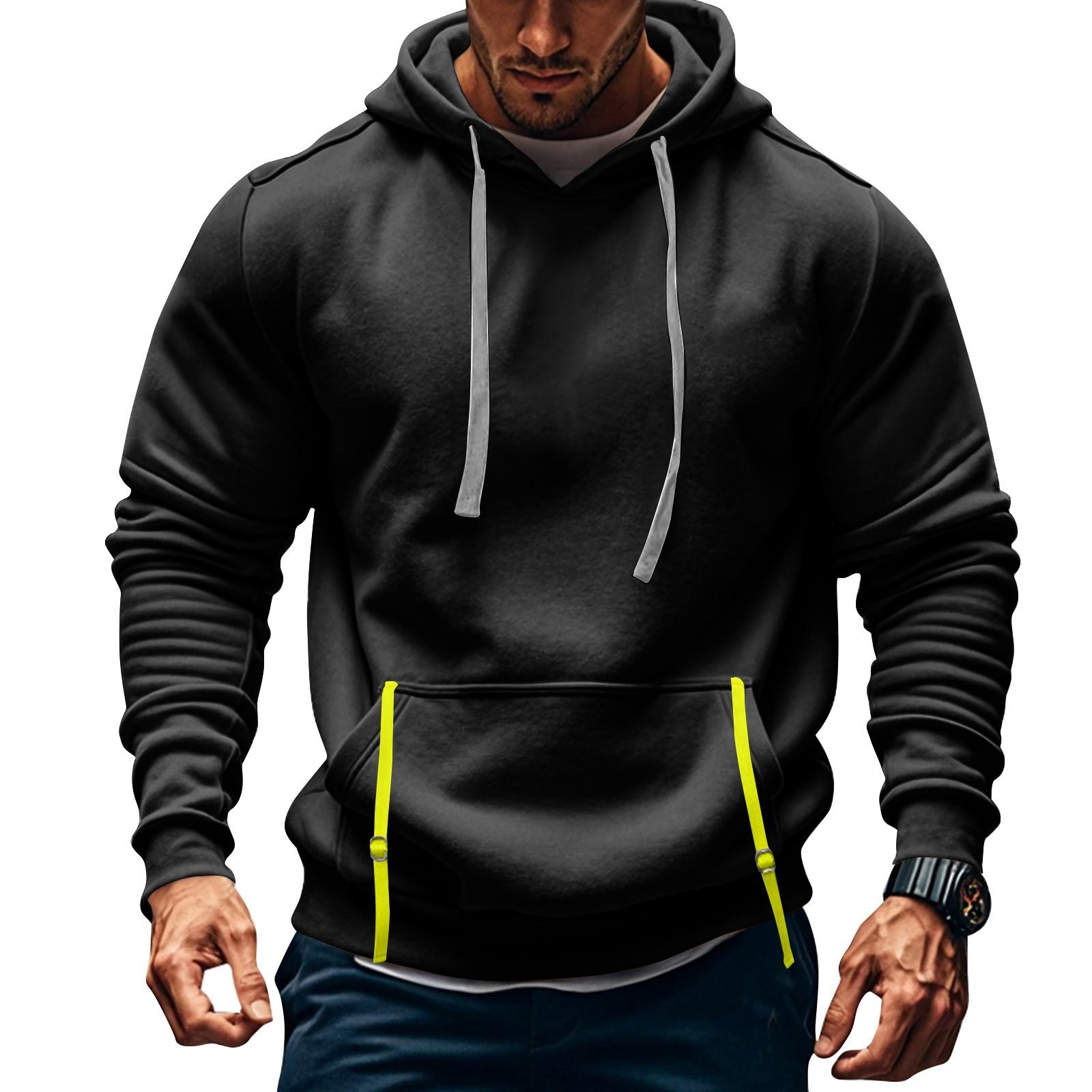 Explorer Outdoors Heren Sweatshirt Hoodie Rits Arm Zak Cardigan Heren Sport Grote Maat Casual Hoodie XXXL zwart