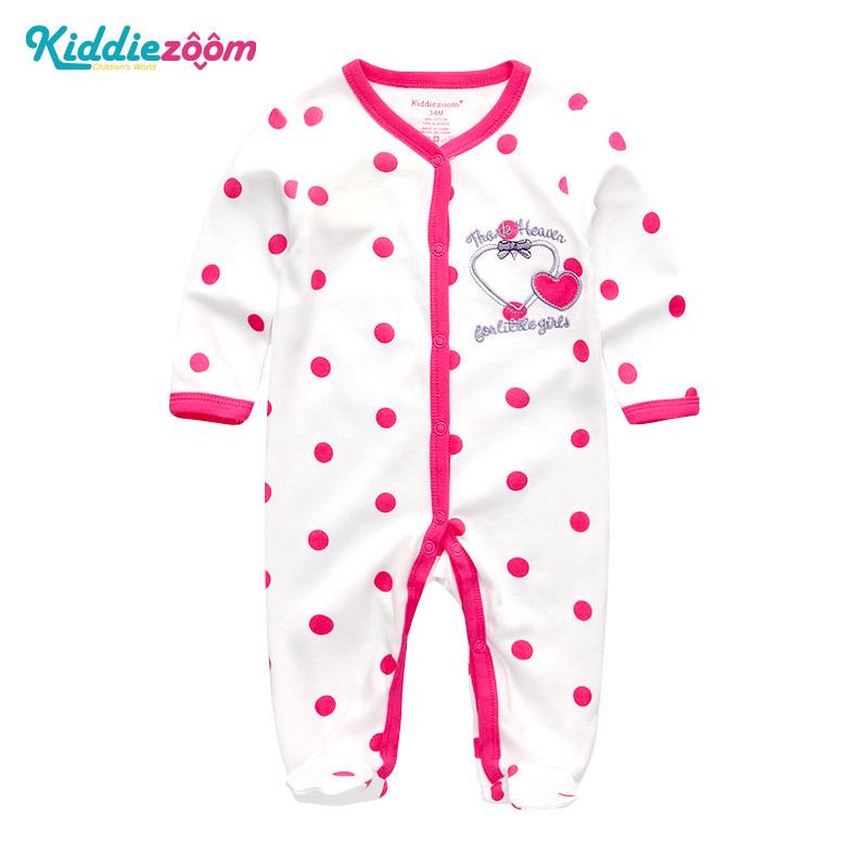 KIDDIEZOOM Jongens Meisjes Cartoon Gestreepte Print Home Romper Pyjama Pasgeboren Baby Babykleding 3M