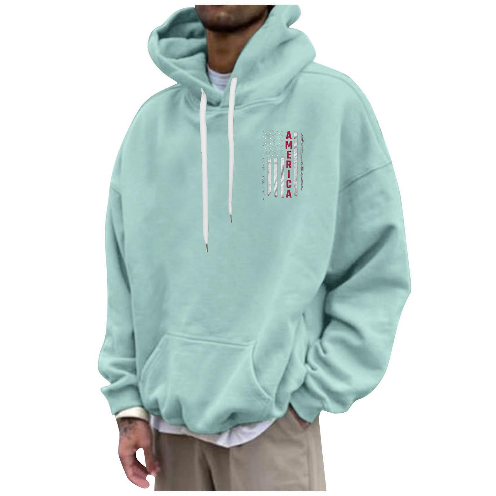 Wahaha123 Los bedrukt sweatshirt met capuchon voor heren Casual mode-sportsweatshirt voor heren L