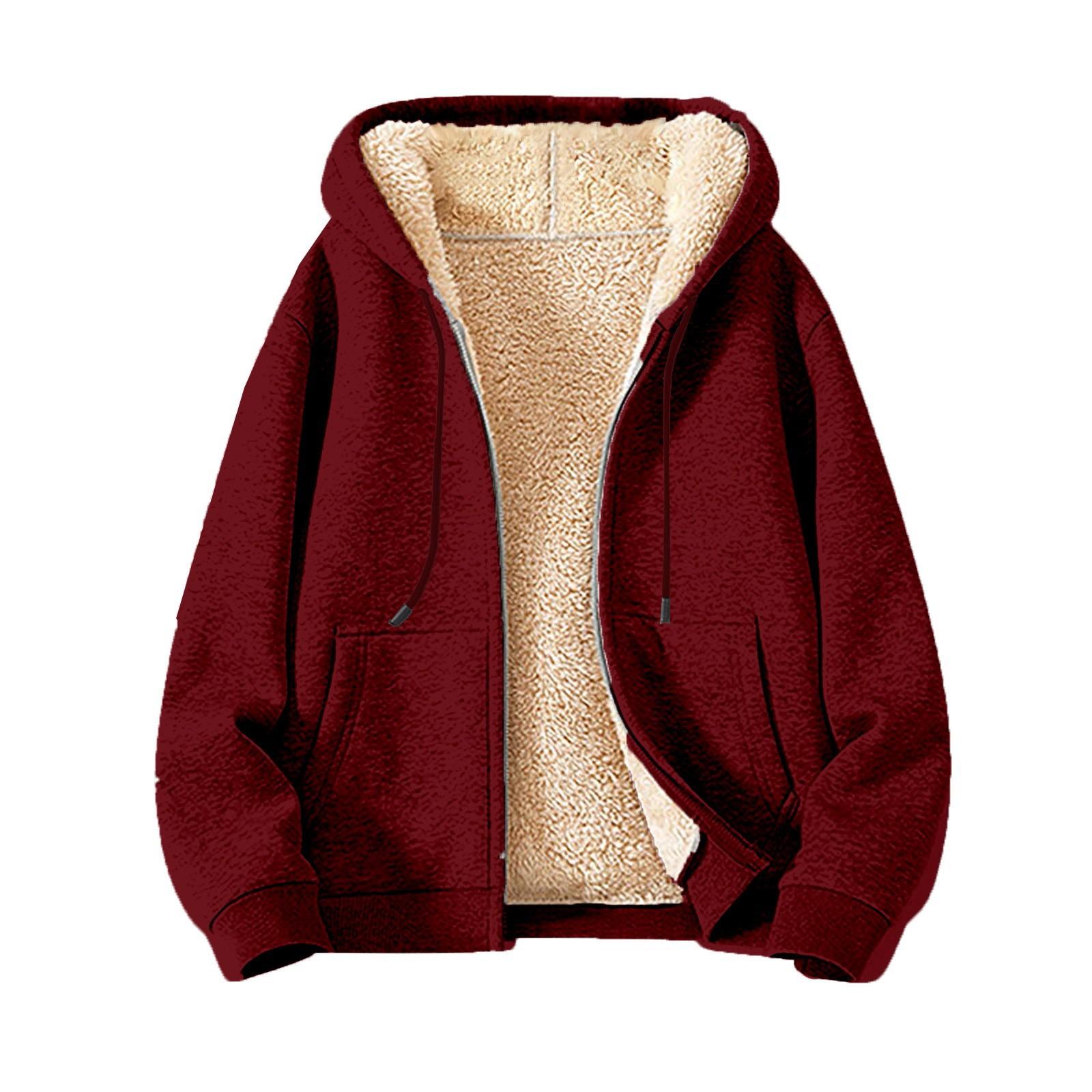 Sinking fish Herenjas Zware en Fleece Dikke Heren Hoodie Cardigan XL wijn