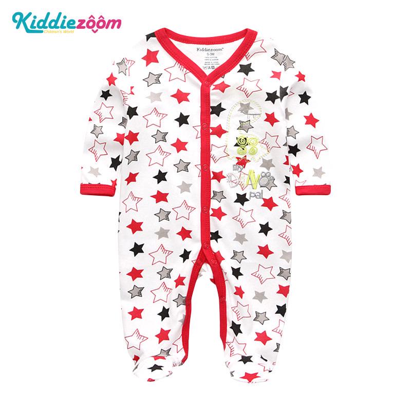KIDDIEZOOM Jongens Meisjes Cartoon Gestreepte Print Home Romper Pyjama Pasgeboren Baby Babykleding 6M