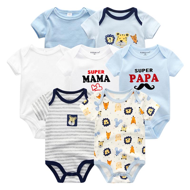 KIDDIEZOOM 7 stks/sets Babykleertjes Mode Korte Mouw Katoen Pasgeboren Baby Jongen Meisje Kleding Cartoon Infantil Rompertjes Jumpsuits roupas de bebe 3M