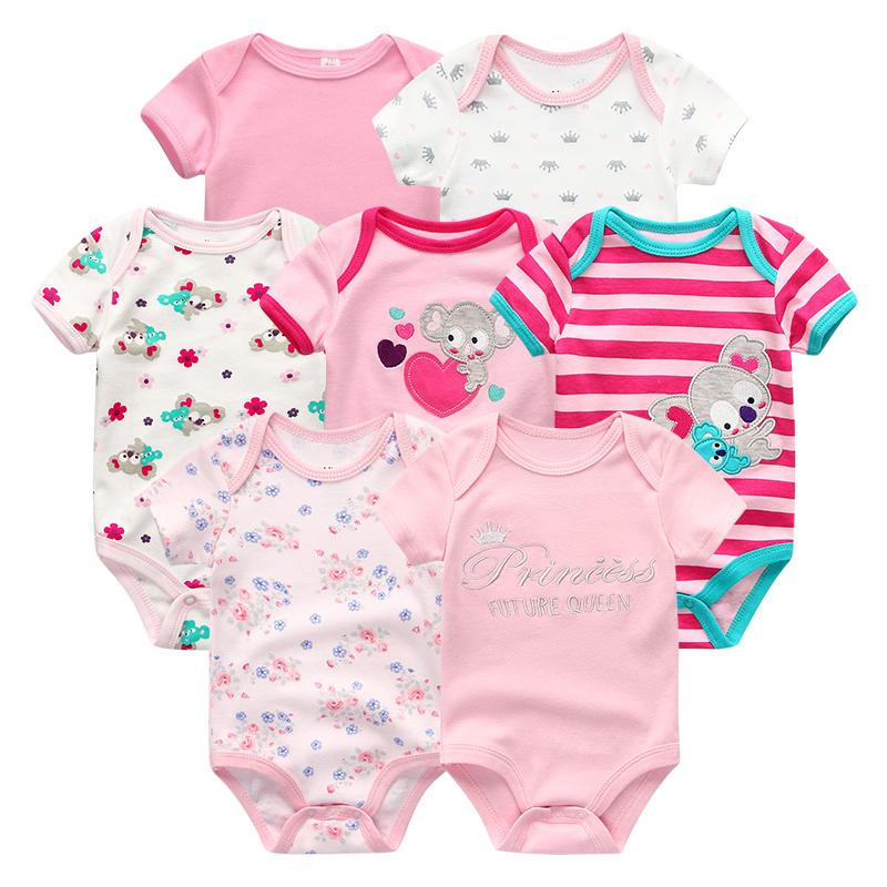 KIDDIEZOOM 7 stks/sets Babykleertjes Mode Korte Mouw Katoen Pasgeboren Baby Jongen Meisje Kleding Cartoon Infantil Rompertjes Jumpsuits roupas de bebe 12M