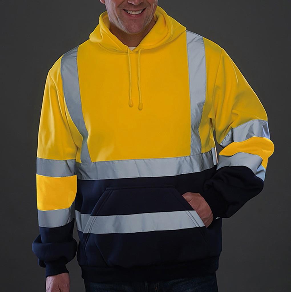 Timoduizhang Heren wegwerk hoge zichtbaarheid trui met lange mouwen en capuchon sweatshirt tops blouse XXXXXL geel
