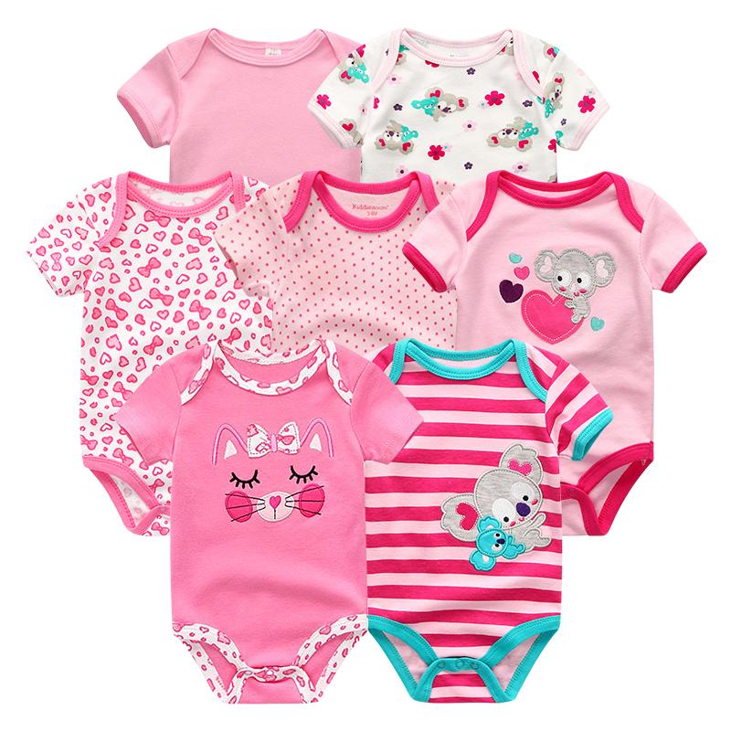 KIDDIEZOOM 7 stks/sets Babykleertjes Mode Korte Mouw Katoen Pasgeboren Baby Jongen Meisje Kleding Cartoon Infantil Rompertjes Jumpsuits roupas de bebe 6M