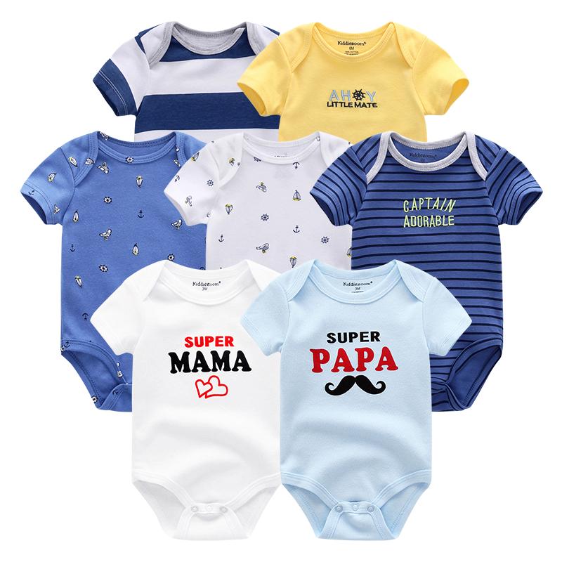 KIDDIEZOOM 7 stks/sets Babykleertjes Mode Korte Mouw Katoen Pasgeboren Baby Jongen Meisje Kleding Cartoon Infantil Rompertjes Jumpsuits roupas de bebe 3M