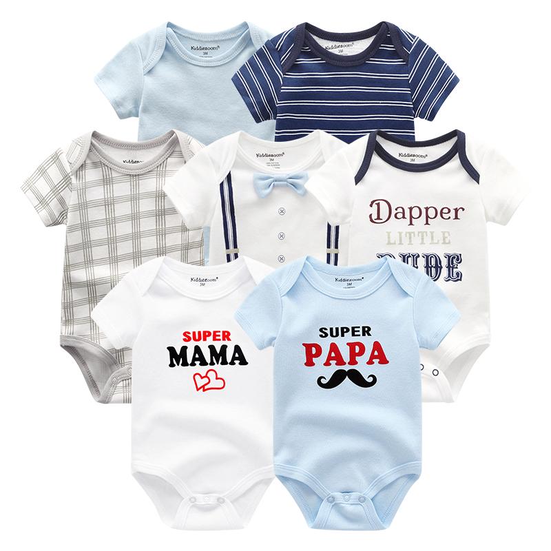 KIDDIEZOOM 7 stks/sets Babykleertjes Mode Korte Mouw Katoen Pasgeboren Baby Jongen Meisje Kleding Cartoon Infantil Rompertjes Jumpsuits roupas de bebe 3M