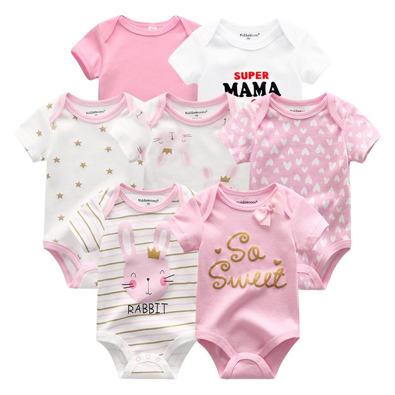 KIDDIEZOOM 7 stks/sets Babykleertjes Mode Korte Mouw Katoen Pasgeboren Baby Jongen Meisje Kleding Cartoon Infantil Rompertjes Jumpsuits roupas de bebe 3M