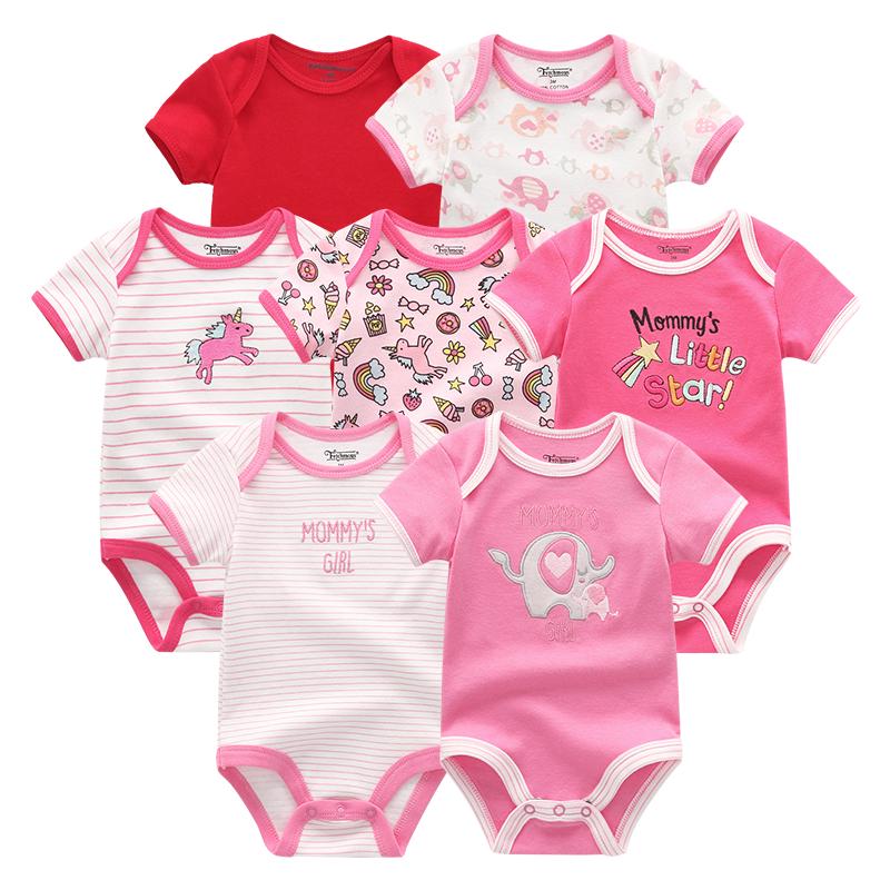 KIDDIEZOOM 7 stks/sets Babykleertjes Mode Korte Mouw Katoen Pasgeboren Baby Jongen Meisje Kleding Cartoon Infantil Rompertjes Jumpsuits roupas de bebe 3M
