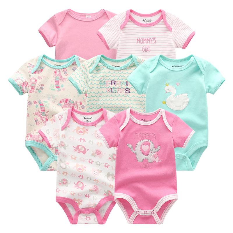 KIDDIEZOOM 7 stks/sets Babykleertjes Mode Korte Mouw Katoen Pasgeboren Baby Jongen Meisje Kleding Cartoon Infantil Rompertjes Jumpsuits roupas de bebe 3M