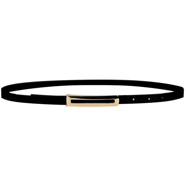 Sunnyway Vrouwen PU leren skinny smalle dunne gesp taille riem verstelbare tailleband riem zwart