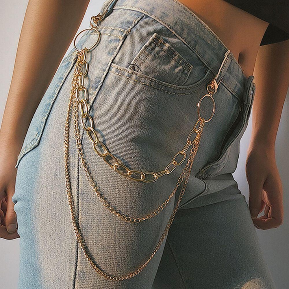 NanuK Jeans Jewerly Hiphop Punk Sieraden Tailleketting Broekketting Broek Decoratieketting Sleutelhanger Style1 goud