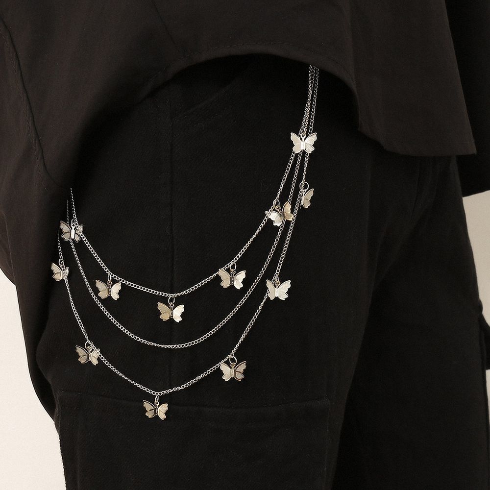 NanuK Jeans Jewerly Hiphop Punk Sieraden Tailleketting Broekketting Broek Decoratieketting Sleutelhanger Style6 zilver