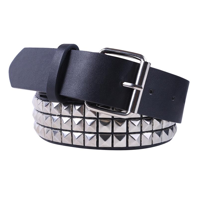 BC Clothing Glanzende piramide mode klinknagel riem mannen & vrouwen 's studded riem punk rock met pin gesp zwarte mode strass klinknagel 110cm wit