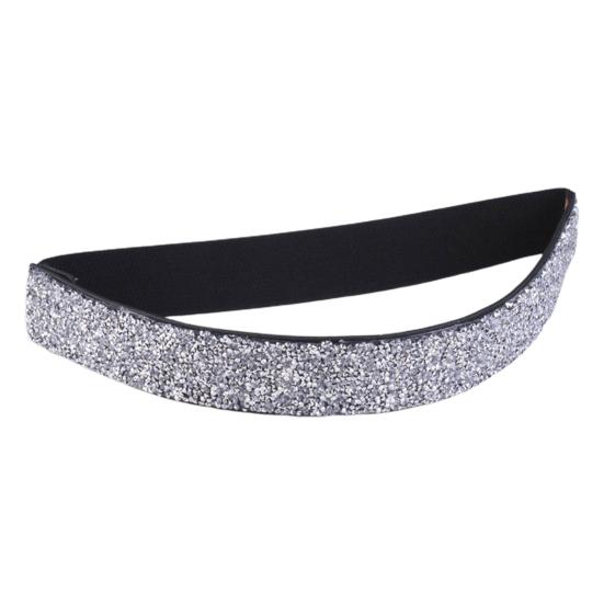 Guannuotong Damesriem Verstelbare elastische band Glanzende strass Brede antislipkleding Bijpassende anti-break Strakke taille Jurk Tailleband Kledingaccessoire zilver witte kleur