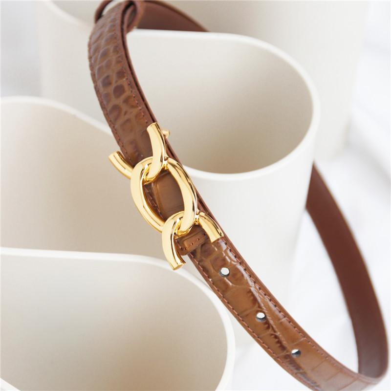Meimeier IN BLAUW vintage Joker riem Rundleer eenvoudige dubbele gesp dunne riem riem 100cm bruin